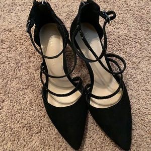 Kelly & Katie black suede straps heels